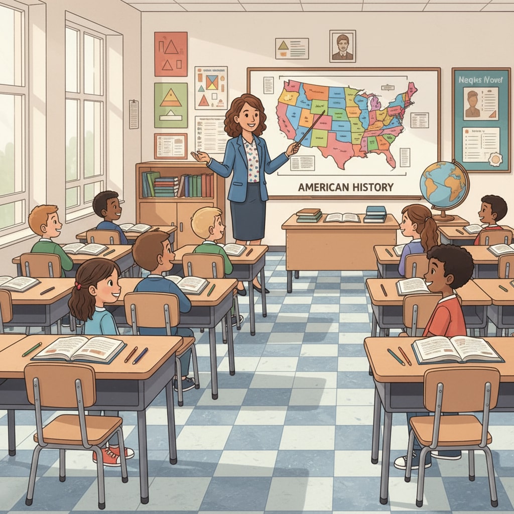 Classroom scene in American K12 school related to cultural deficiencies and reform