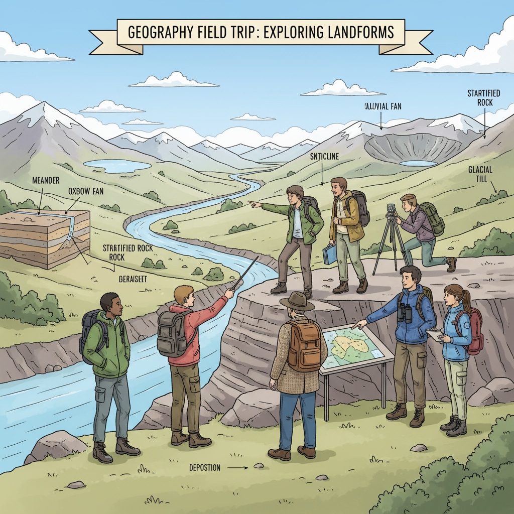 University students having a social experience during a geography field trip, which is relevant to university choice and lack of professional interest scenarios.