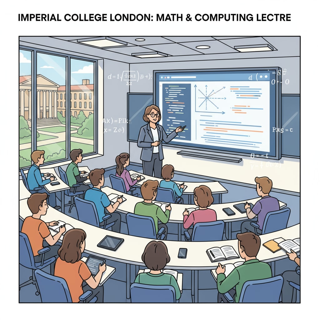 Students attending a math and computing lecture at an European university for study
