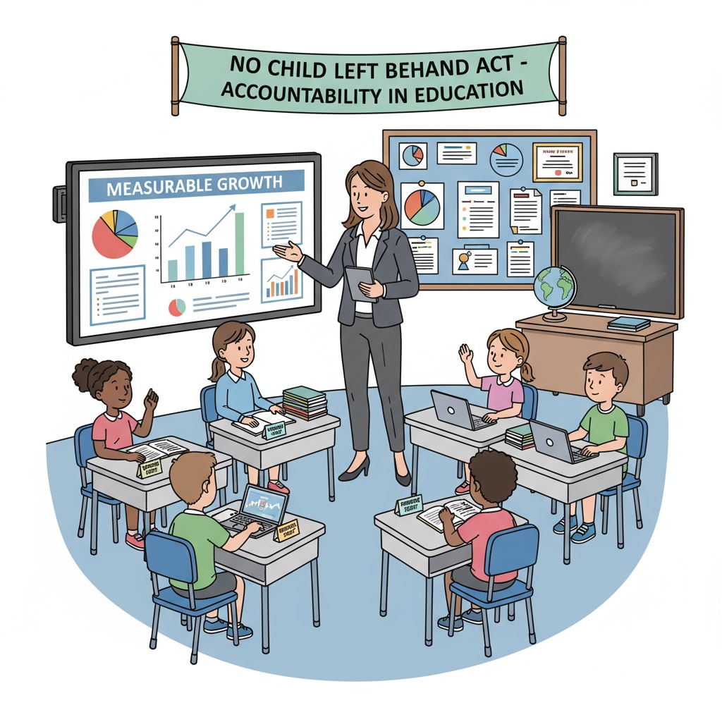 A teacher interacting with students, demonstrating changes in teaching practices due to the NCLB Act. Teacher-student interaction highlighting the influence of NCLB Act on school transformation.