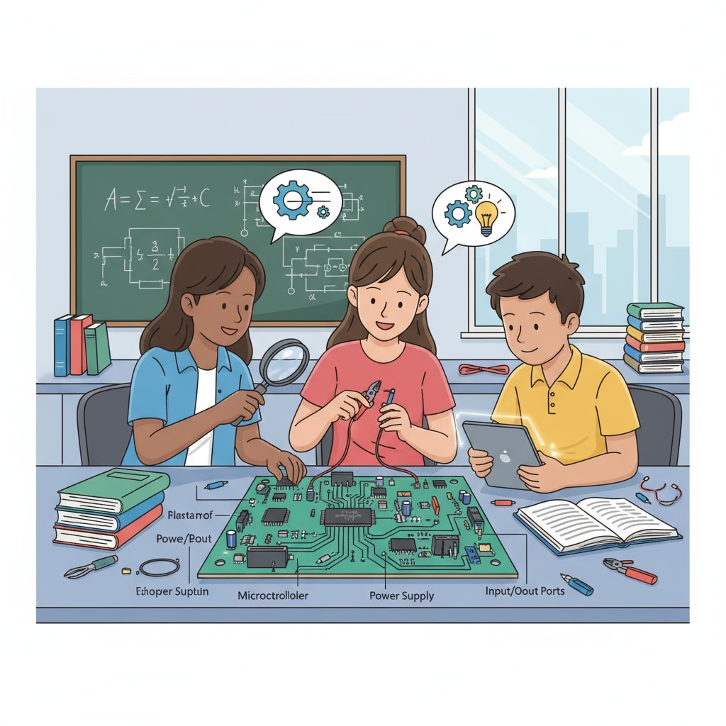 Students working on a hands-on project, applying what they've learned K12 students applying learning through hands-on practice