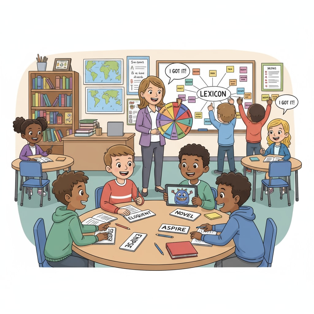 Students are actively playing vocabulary games in an English classroom, with smiles on their faces, indicating high levels of engagement. Students engaged in creative English class vocabulary games for enhanced learning memories