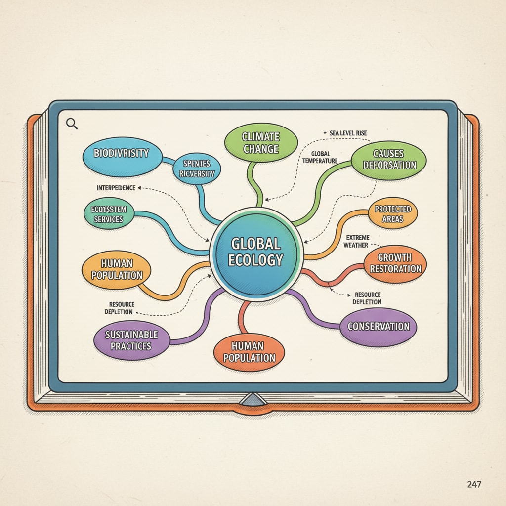 A digital screen displays a colorful and detailed mind map. The mind map has different branches representing various study concepts, with lines connecting them to show relationships. A colorful mind map on a digital screen, showing study concepts