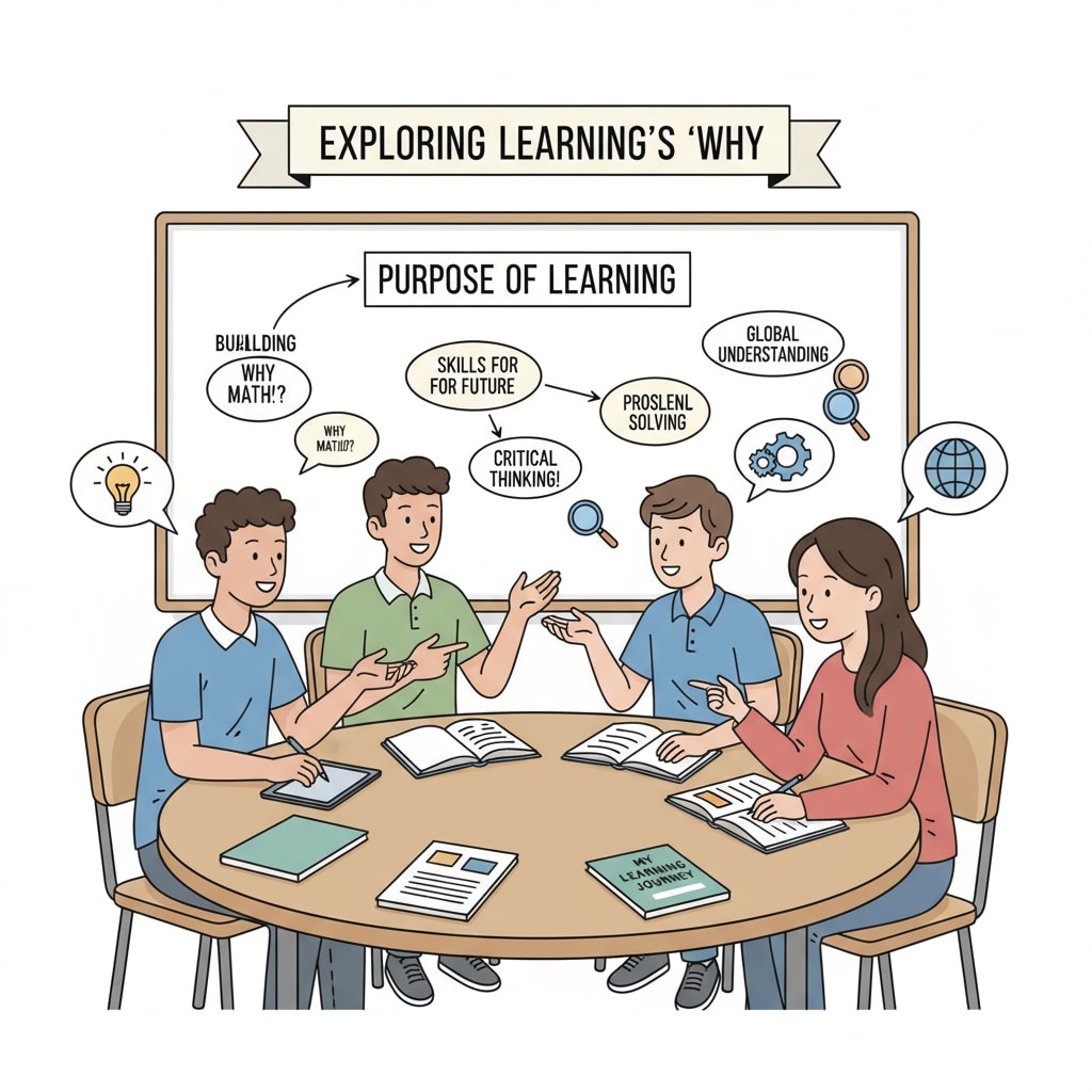 Students are having a lively discussion about the importance and purpose of learning a specific subject, demonstrating their exploration of the learning purpose principle. K12 students discussing the purpose of learning for ultralearning and deep learning