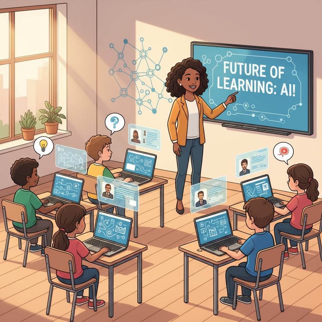 Students using AI tools in a classroom related to AI, grade inflation, and educational assessment