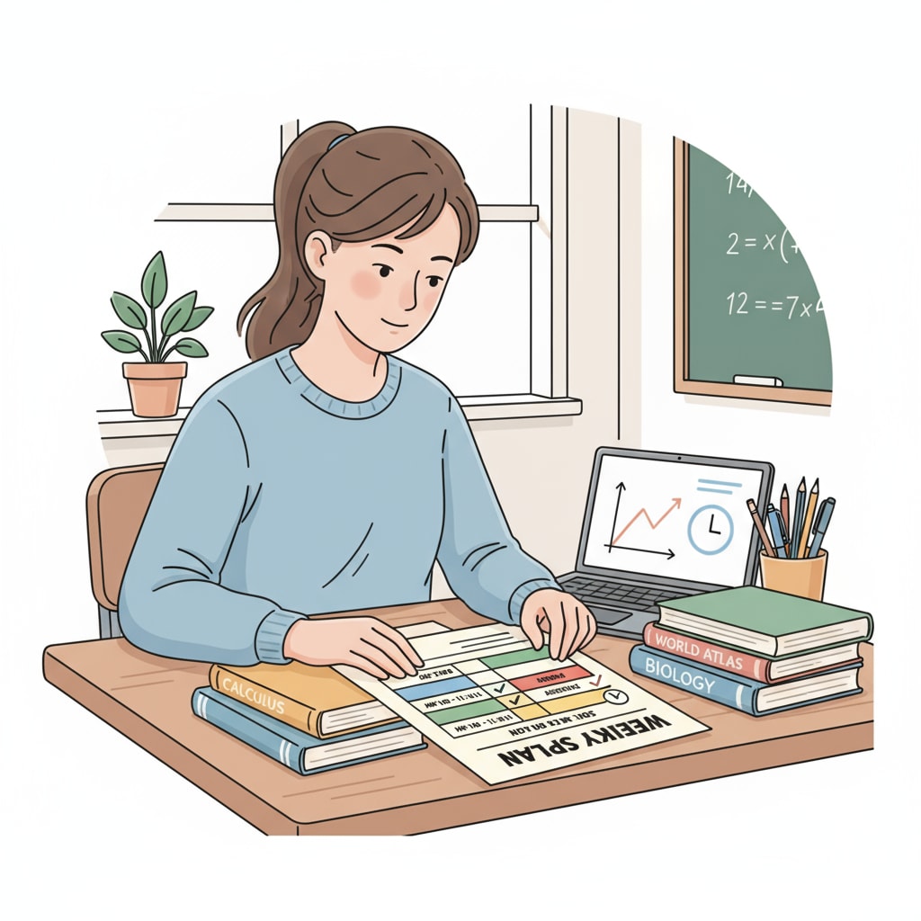A K12 student using a study schedule for exam preparation