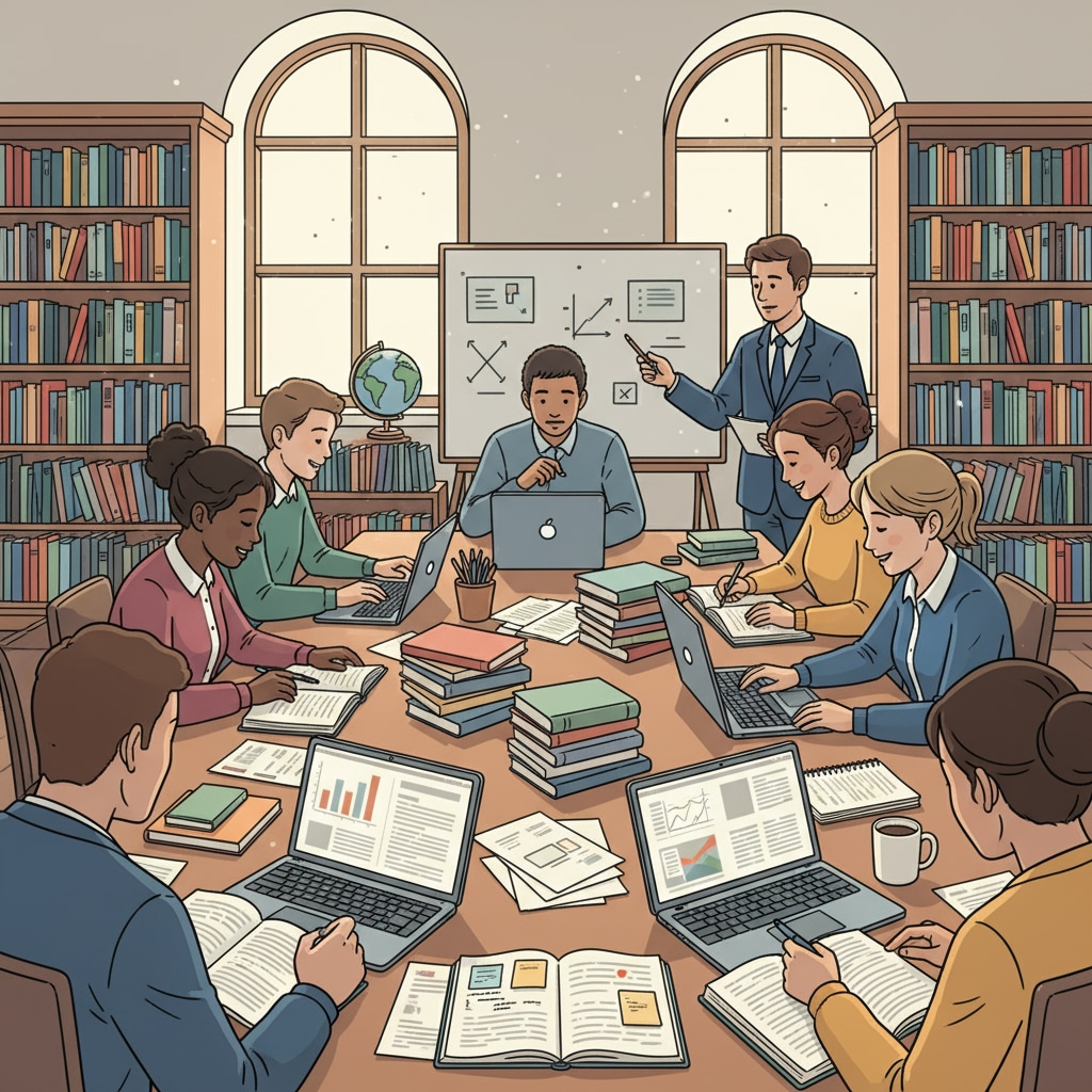 Students studying in an academic environment related to academic rigor, external exams, and college applications