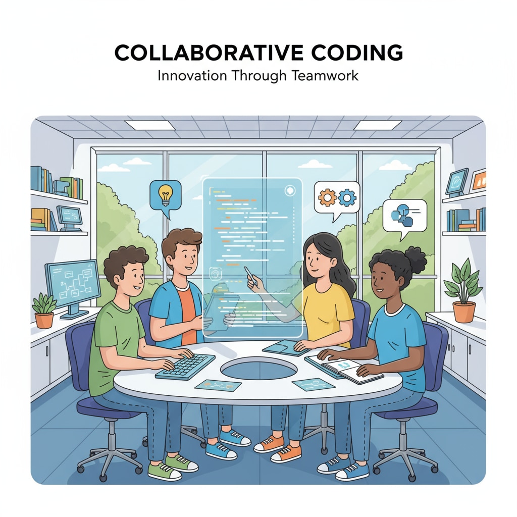 K12 students collaborating on programming project relevant to software engineering