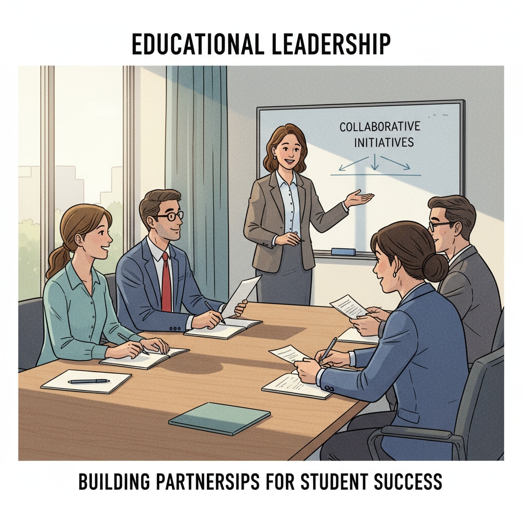 A group of teachers and a principal are engaged in a discussion in a school meeting room, representing the initial collaborative relationship. A meeting of teachers and principal in the context of educational accountability, NCLB Act, and principal's dilemma