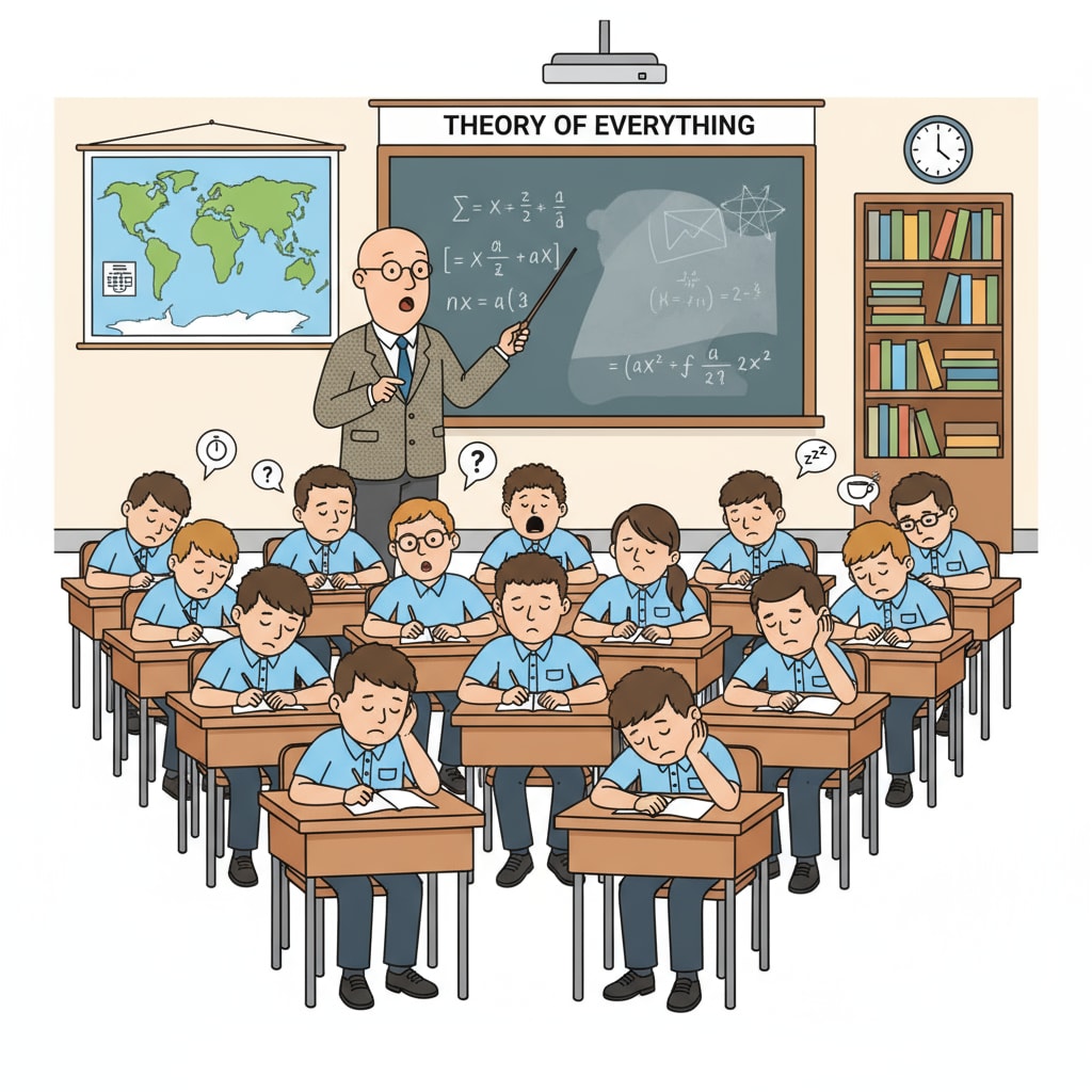 A classroom scene where students are sitting in rows, looking bored during a traditional lecture. A bored classroom scene highlighting the lack of student engagement in traditional teaching methods