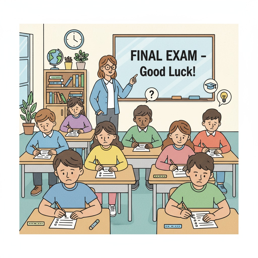 A classroom scene where students are taking an exam, representing academic performance Students taking an exam to showcase academic performance related to grades, employment, and students