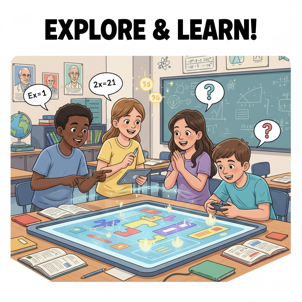 Middle school students playing educational video games for teacher training in video games and secondary education