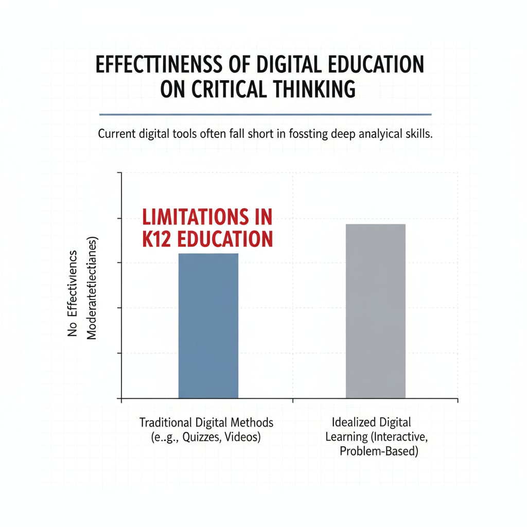 Graph showing limitations of digitalization in promoting critical thinking in K12 education within the context of education innovation and edtech
