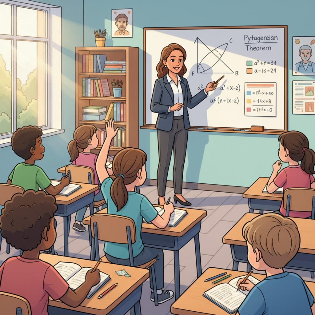 Students listening to a math teacher in a classroom related to mathematics teachers, career planning, and educational paths