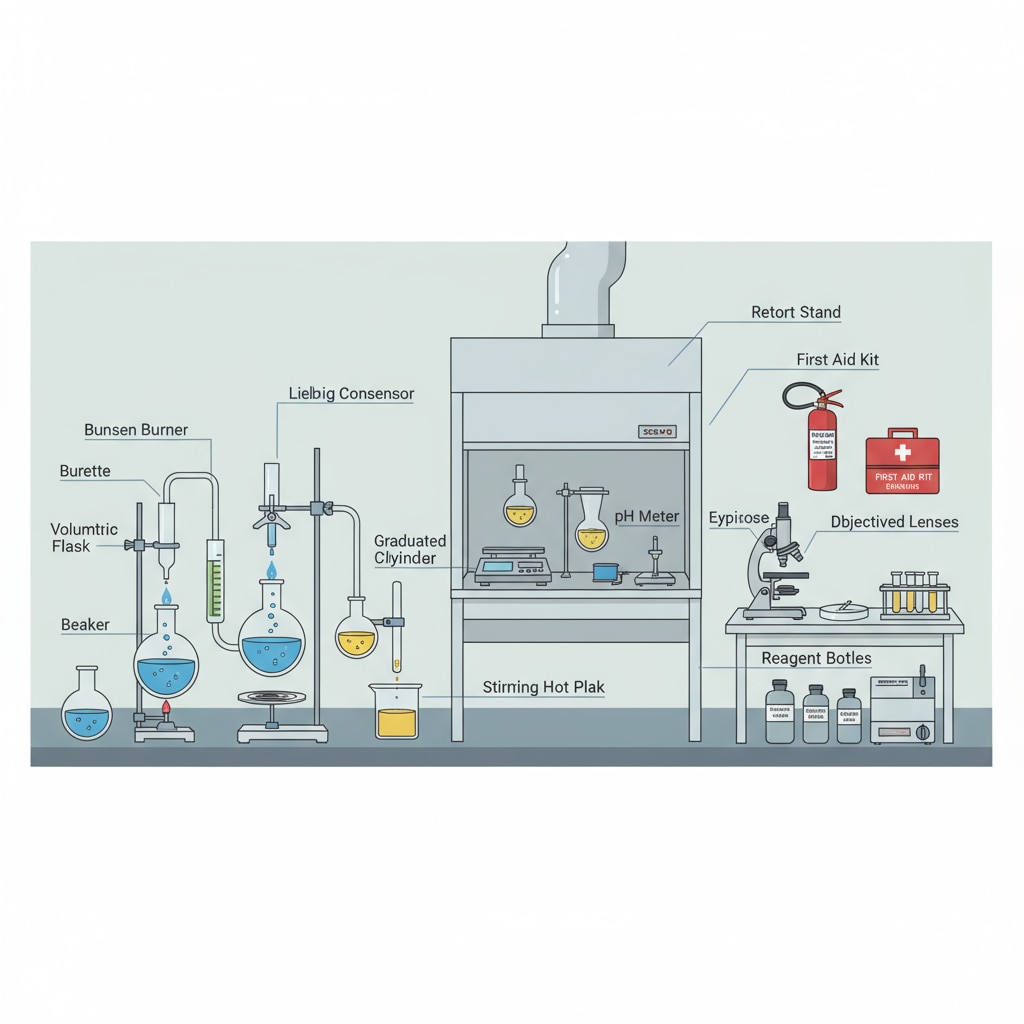 Science laboratory with English - based scientific terms on equipment, demonstrating the dominance of English symbols in science.