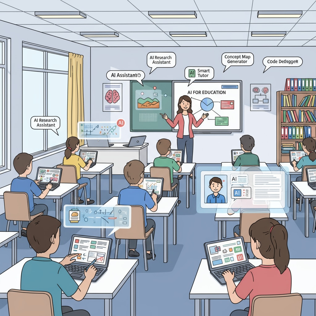 Students using AI tools in an academic setting related to AI policies, academic integrity, and skills value