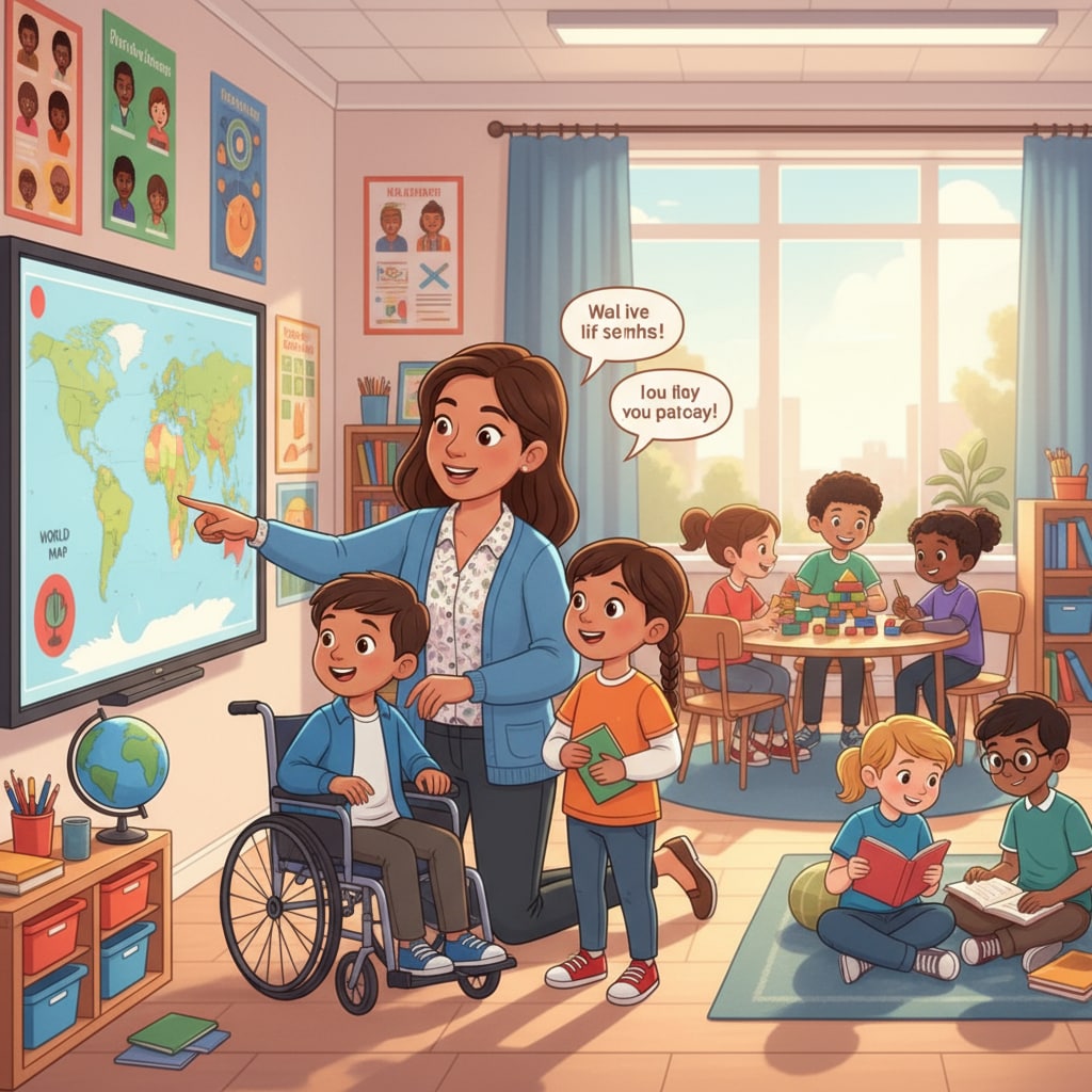 A teacher facilitating student adaptation to a new educational environment, a key aspect of educational research on student transition