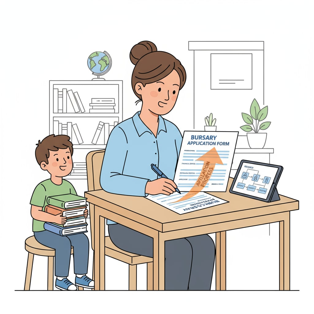 Parent filling out bursary application form for UK private primary school