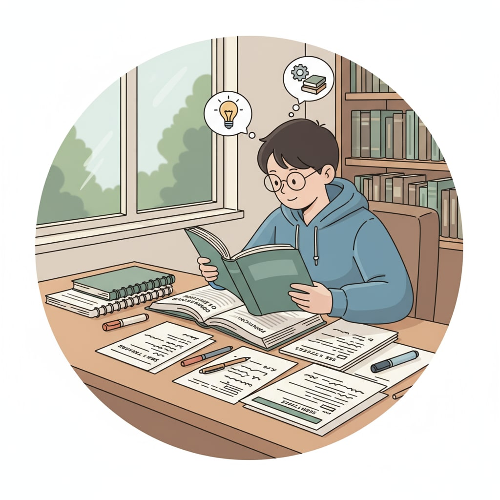 A student engaged in self-study