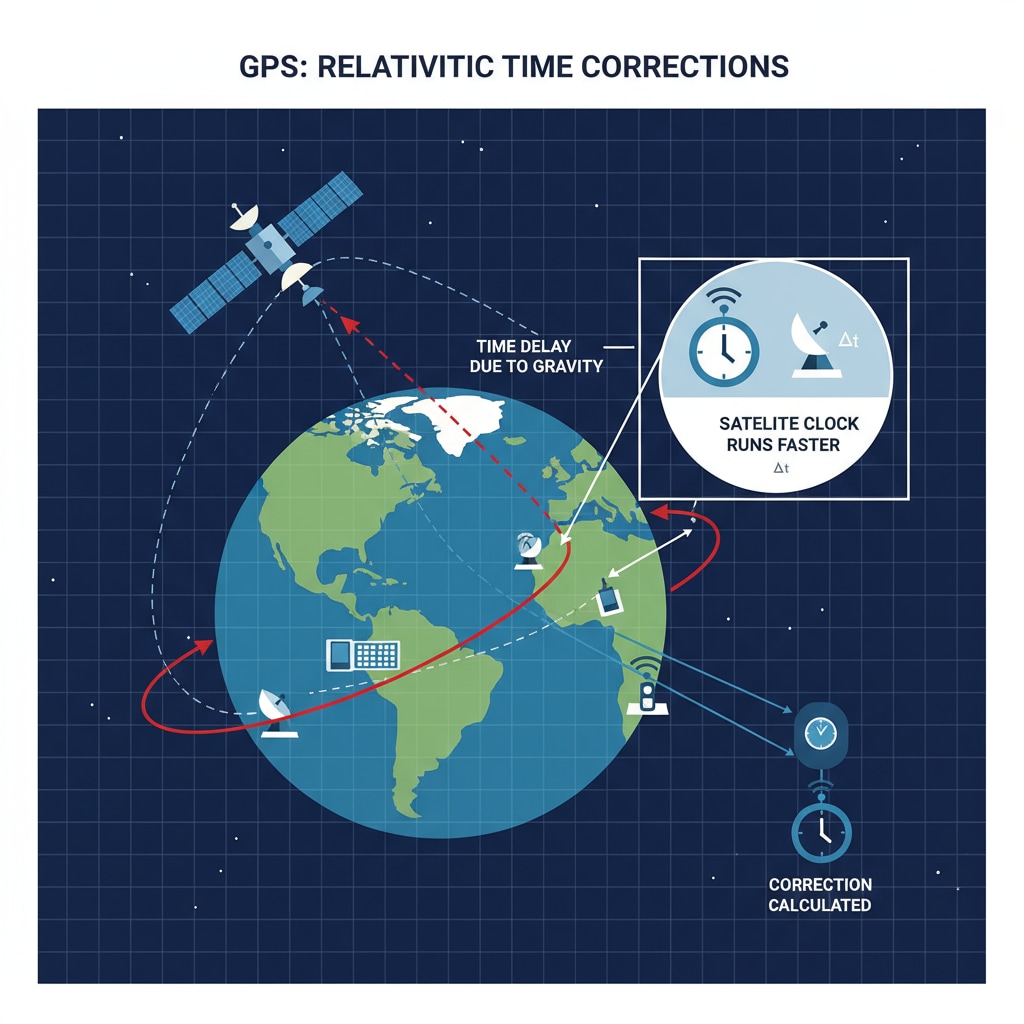 Picture of a satellite in space demonstrating the role of gravity and time in GPS systems as related to ViralTrove concepts