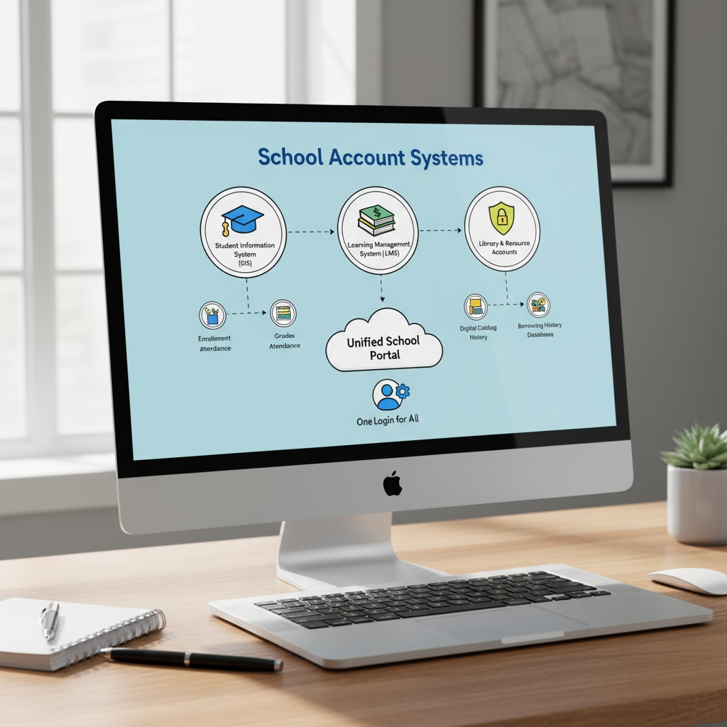 School account systems including Peachjar and Securely on a digital display