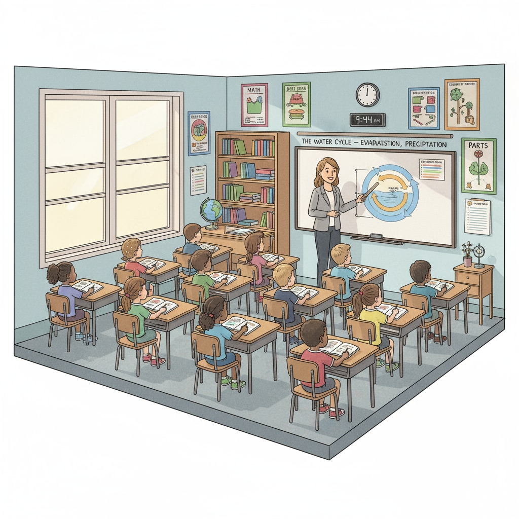 Classroom scene in American K12 school related to educational concepts affected by cultural bias and reform needs