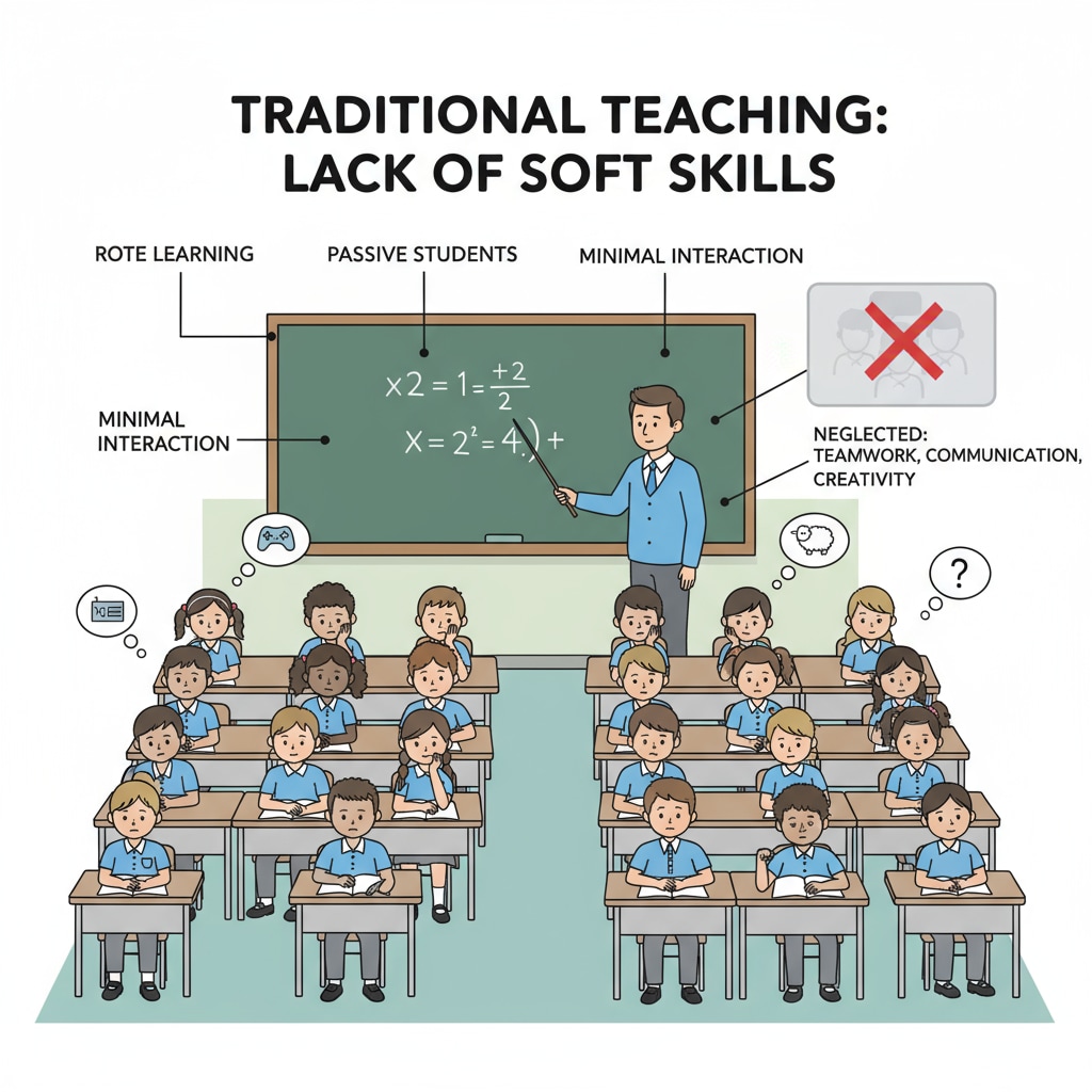 A secondary school classroom lacking soft skills training environment