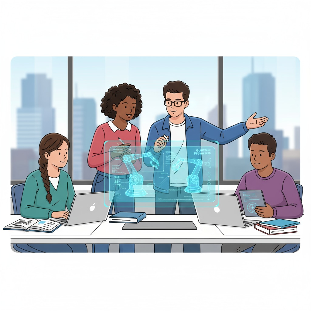 Students discussing engineering and computer science in a classroom as an education alternative