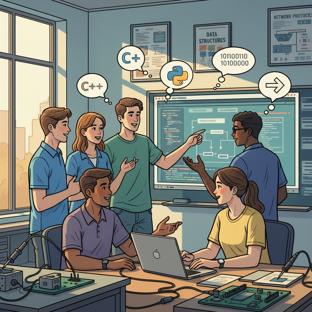 Students in vocational training for computer science as an education alternative