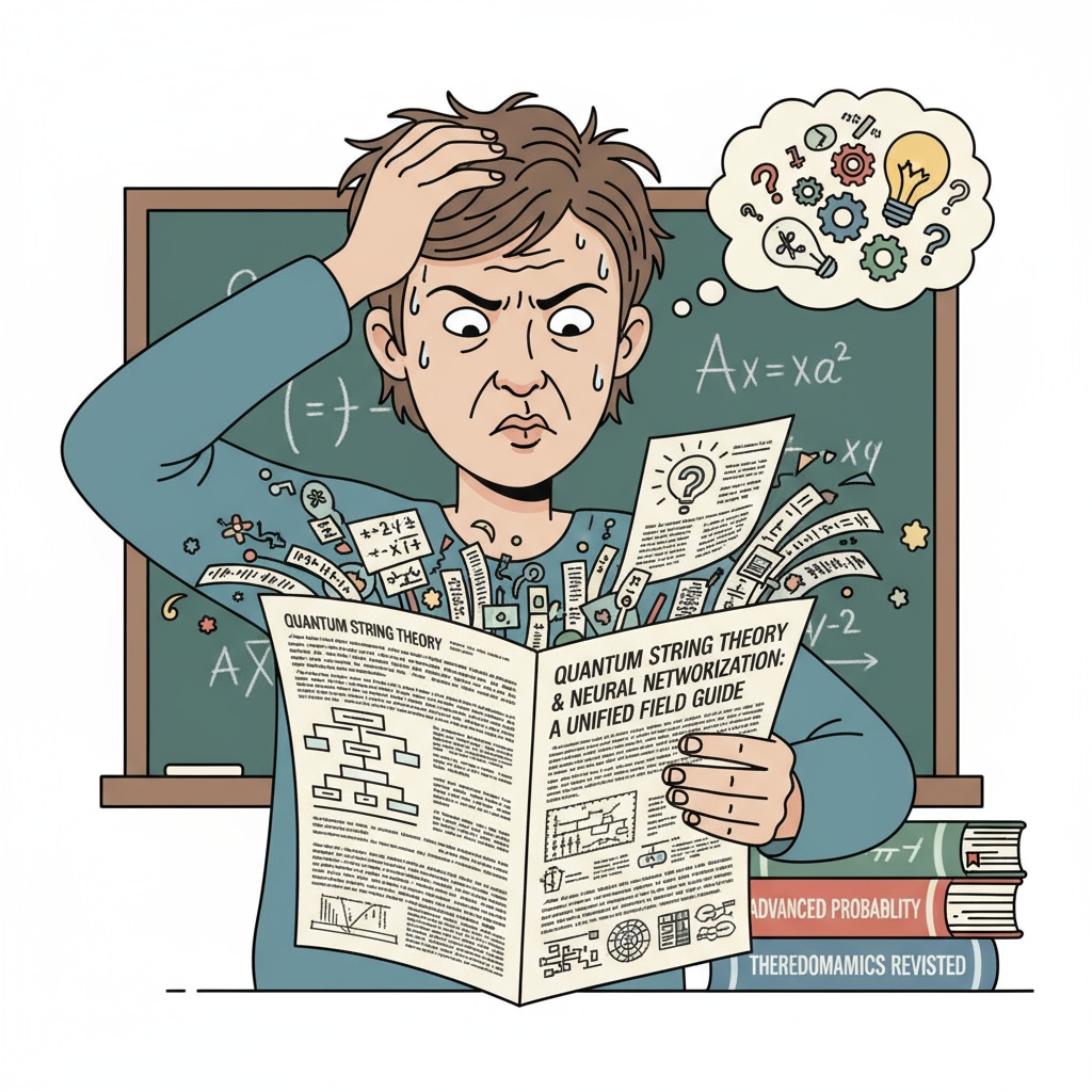 A person looking frustrated while trying to read a complex document A person facing difficulties in reading a document, representing the challenges of functional illiteracy