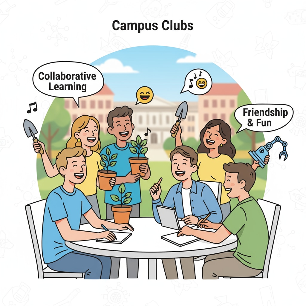 A group of students are actively participating in a club activity on campus, laughing and having a great time, which represents the social experience aspect in college. Students enjoying social experience during a college club activity while facing the dilemma of major selection with lack of academic enthusiasm