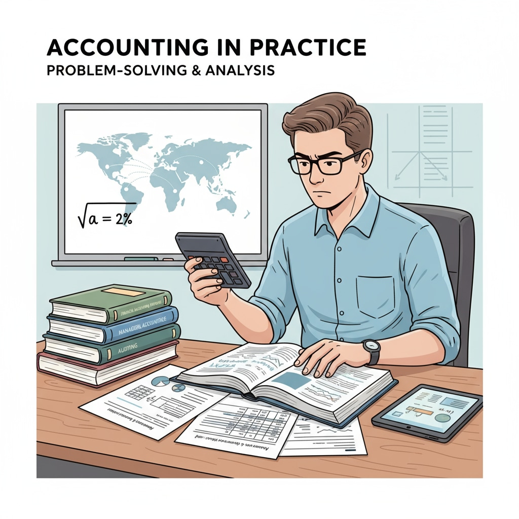 A student is sitting at a desk, surrounded by accounting textbooks and using a calculator, concentrating on solving accounting problems. A high school graduate considering a career in accounting, exploring educational resources related to accounting for better employment prospects.