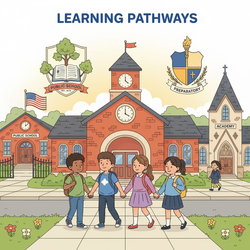 Children approaching different types of schools, related to private and public school choices for educational decisions among siblings