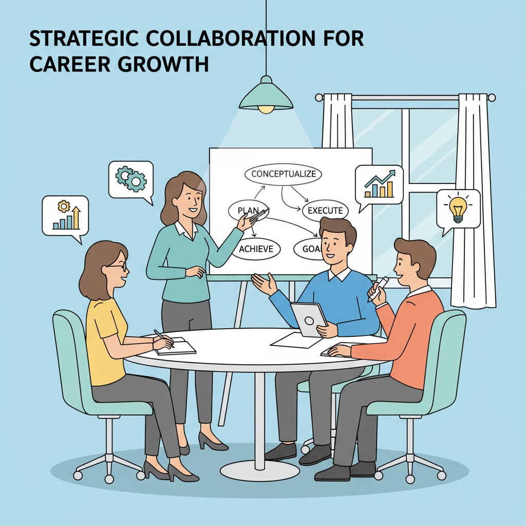 People are engaged in a business meeting, collaborating and sharing ideas to achieve career goals. Professionals demonstrating various skills for workplace success