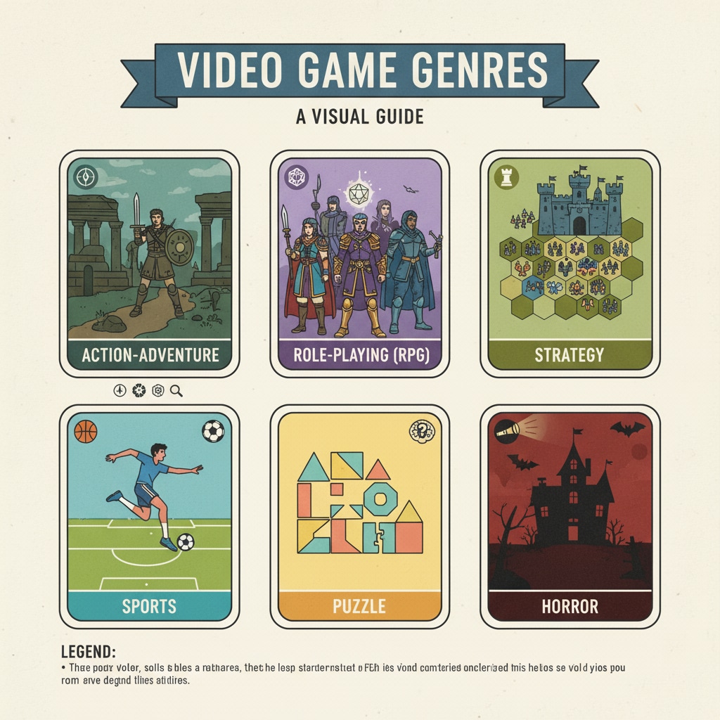 A display of different video game covers representing various genres Video game covers showing different genres for teacher workshop