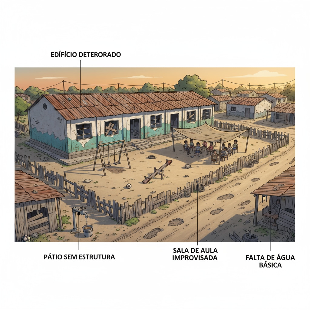 An underprivileged school in Brazil with poor infrastructure related to educational issues