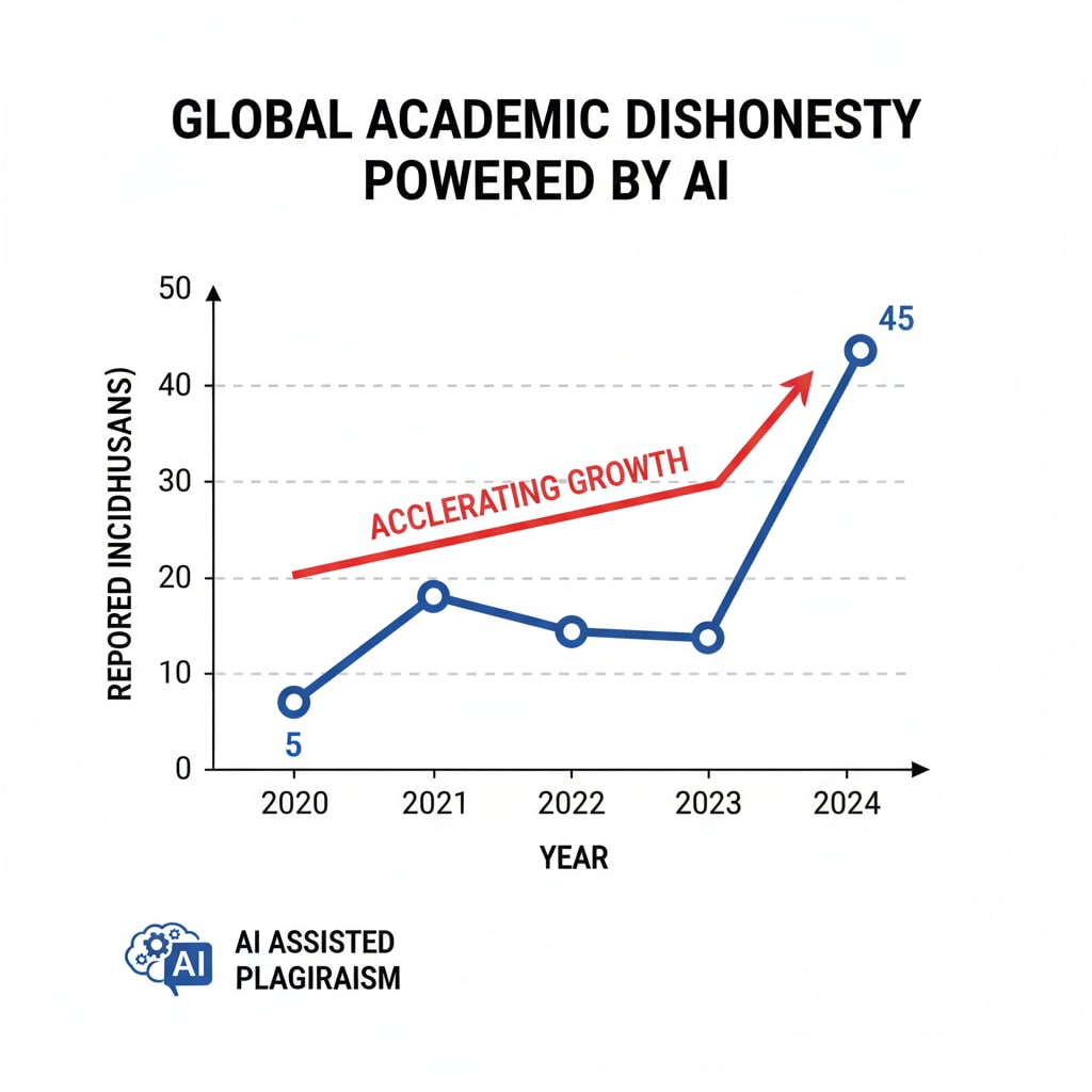 Graph showing the growth of AI - related grade inflation in educational assessment