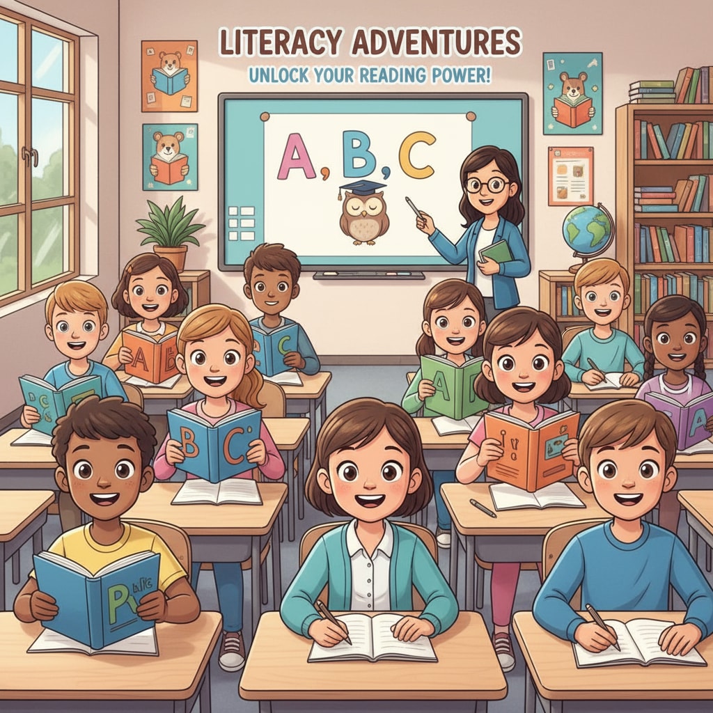 A group of 13 - 14-year-old teenagers sitting at desks, eager to learn basic literacy. Teenagers ready to learn basic literacy as part of adolescent education.