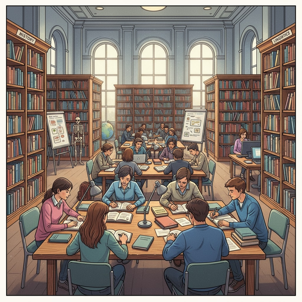 Students studying in an academic environment related to academic rigor, external exams, and college applications