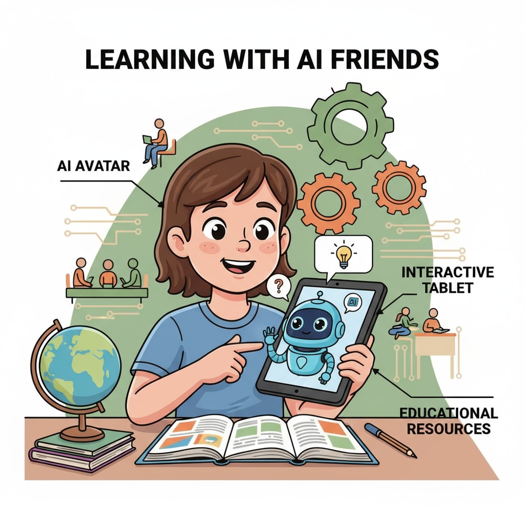 Child interacting with an AI avatar, showing a common scenario of children's AI usage with avatars