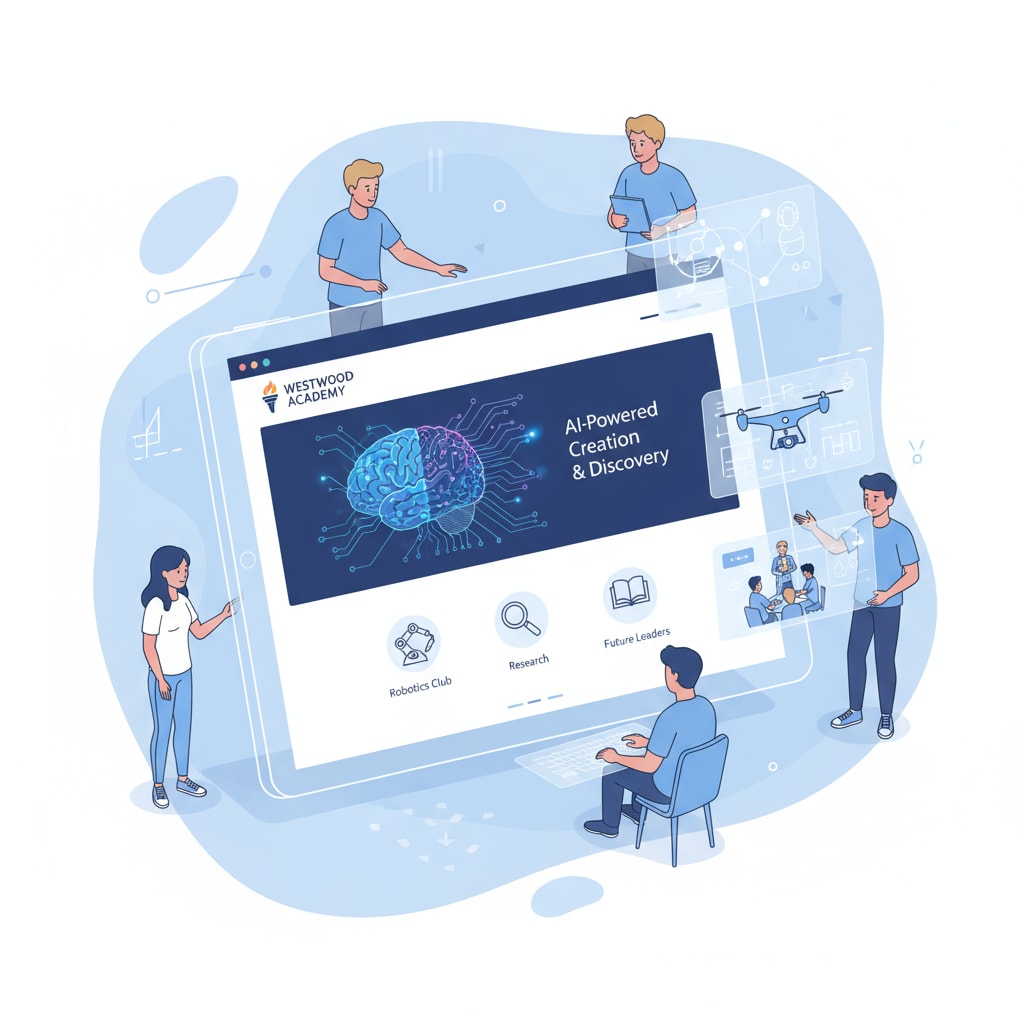 High school website using an AI-generated image, showcasing the intersection of education, technology, and ethics.