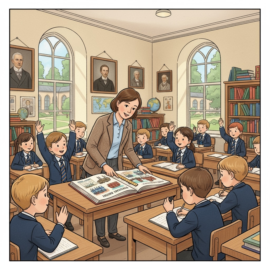 Students in a British private primary school engaged in learning related to private primary schools, scholarships, and British education.