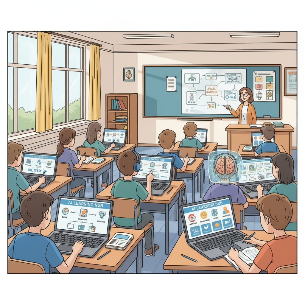 Students using AI tools in a classroom setting for educational assessment and facing grade inflation issues