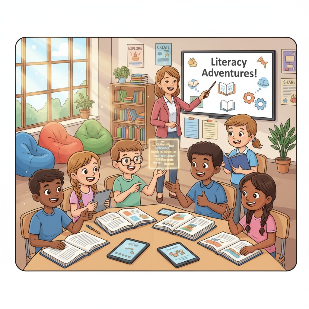 A group of 13 - 14-year-old students smiling in a classroom, showing positive attitudes towards learning. This reflects the positive learning environment needed for adolescent literacy teaching. Positive learning environment for adolescent literacy teaching