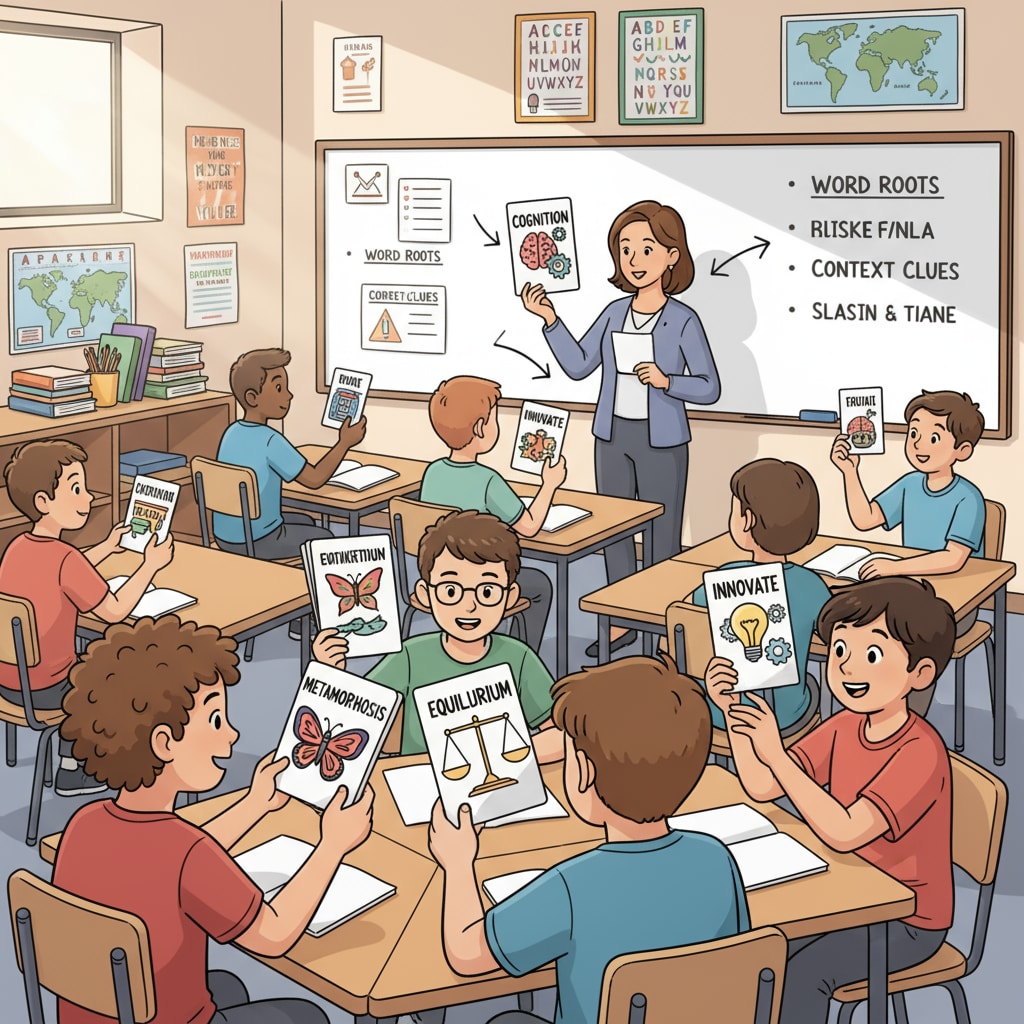 Students using flashcards to learn new words in a classroom. Flashcards are an effective teaching tool for adolescent literacy teaching. Flashcards as a teaching tool for adolescent literacy teaching