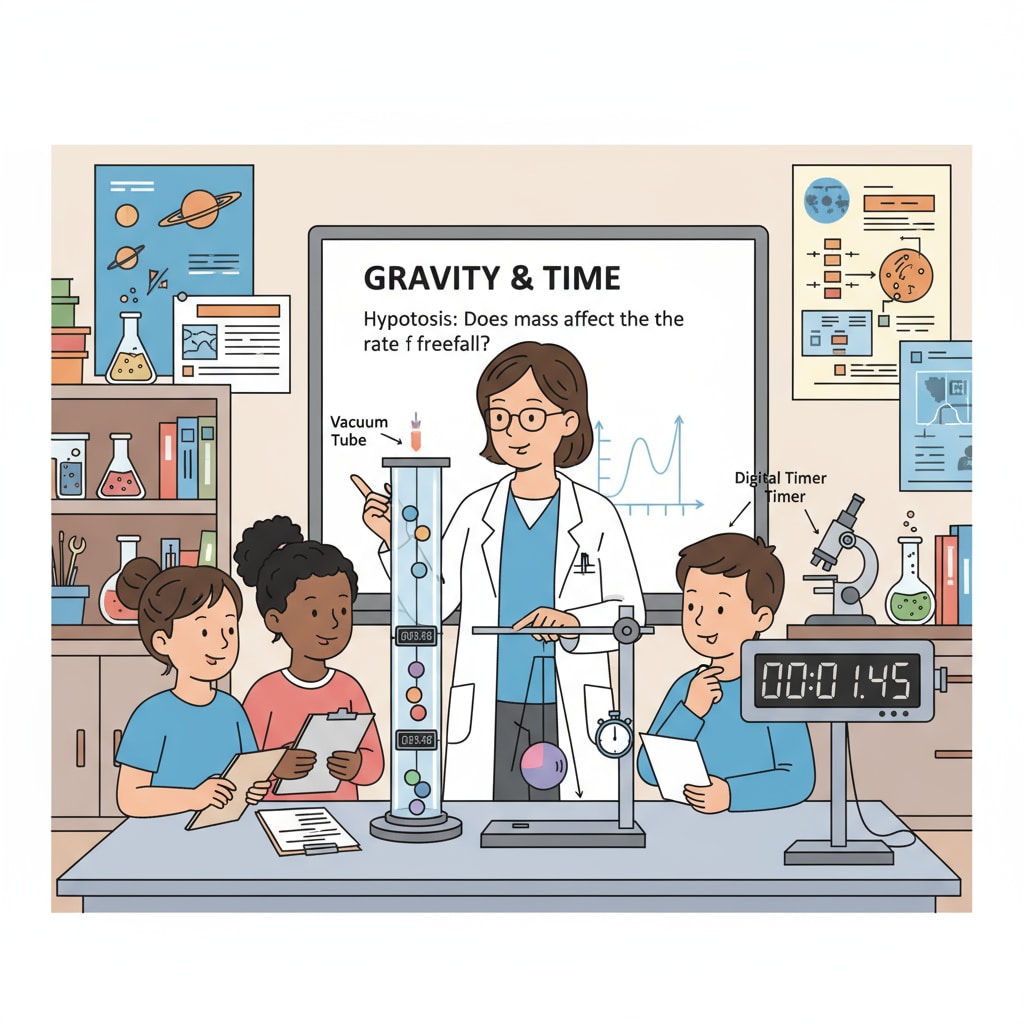 Students engaged in an experiment to understand the relationship between gravity and time.