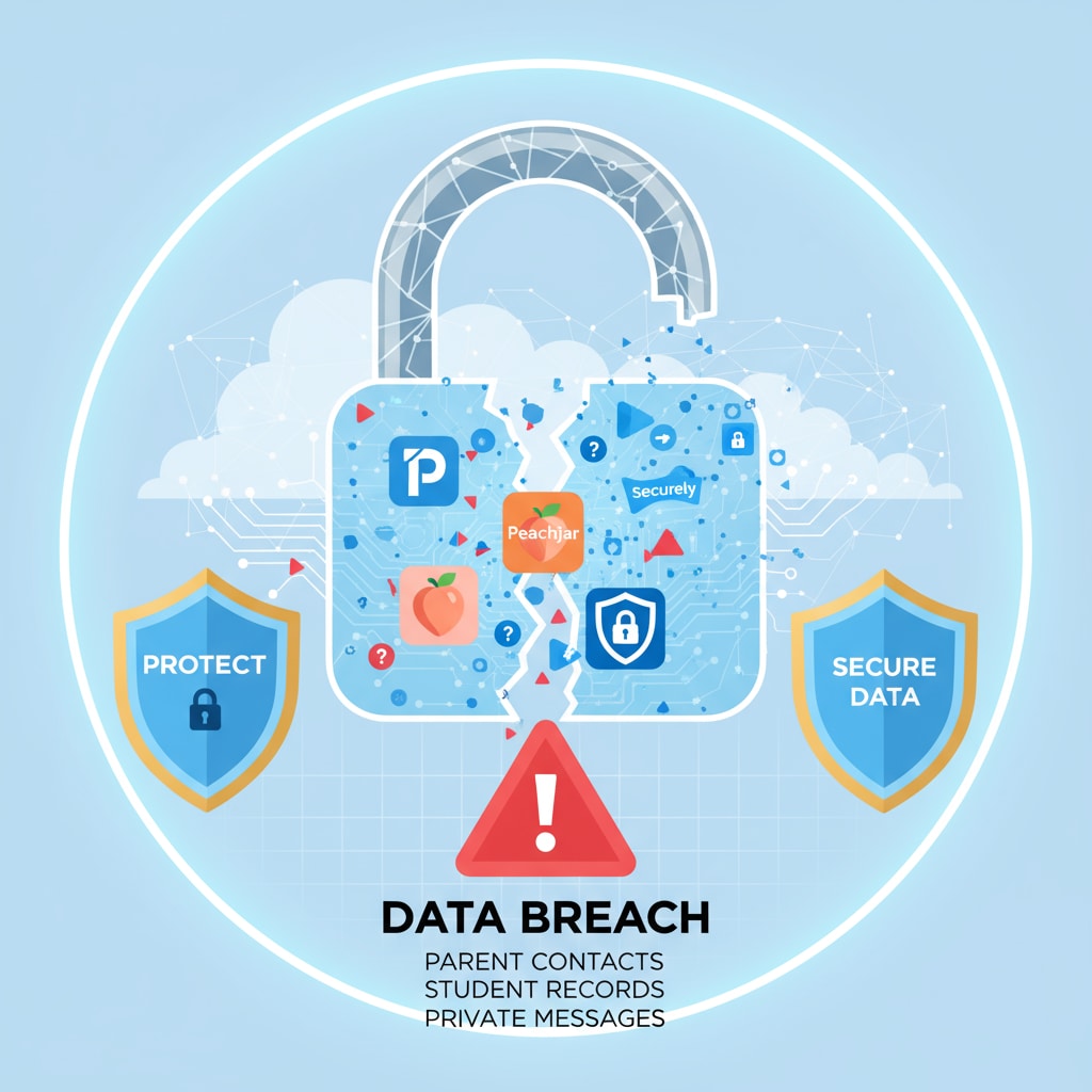 Digital lock representing security of school account systems including ParentSquare, Peachjar, and Securely