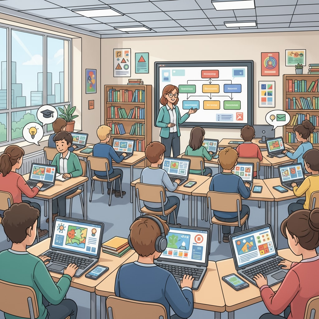 Students using educational technology tools for enhanced learning, related to teacher resource acquisition and professional development