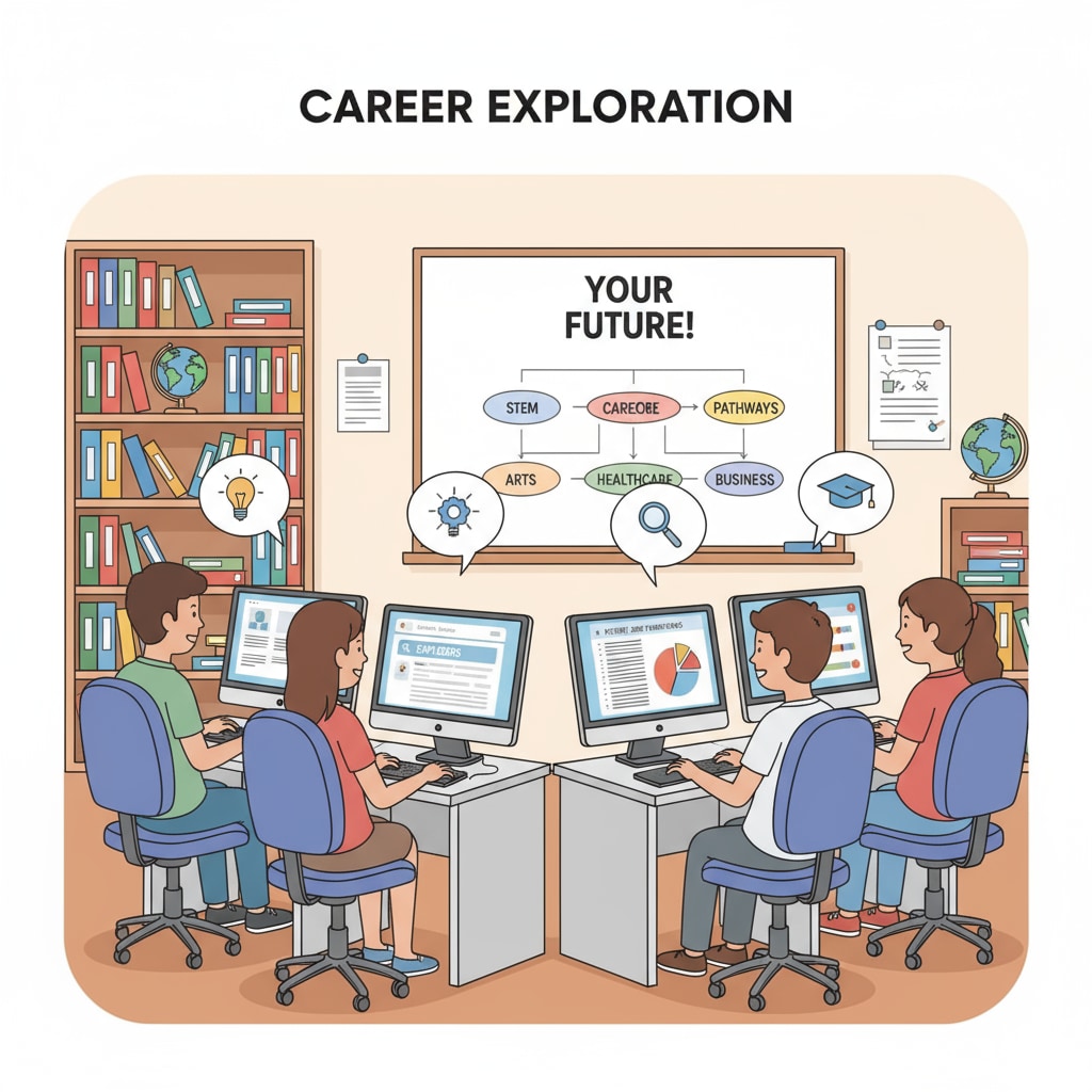 Students researching career options for better employment prospects