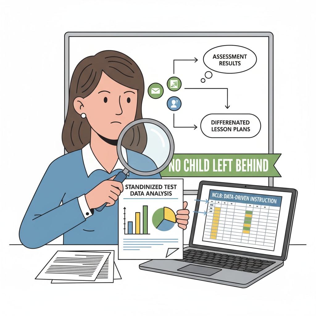 Teacher using data from standardized tests for lesson planning due to NCLB, educational accountability, and educational transformation